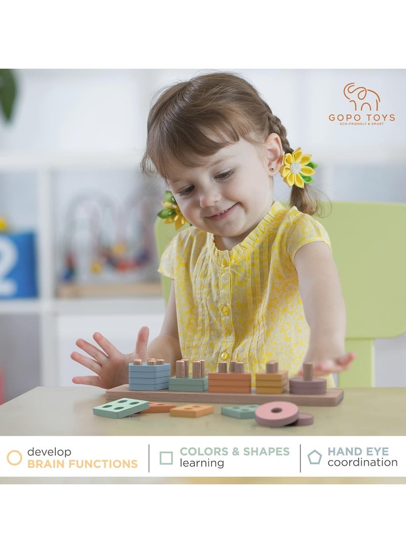 لعبة بازل الاشكال الخشبية التعليمية للاطفال - لتنمية المهارات الحركية و تعلم الالوان و الاشكال بطريقة منتسوري من عمر 18 شهر و ما فوق - Image 5