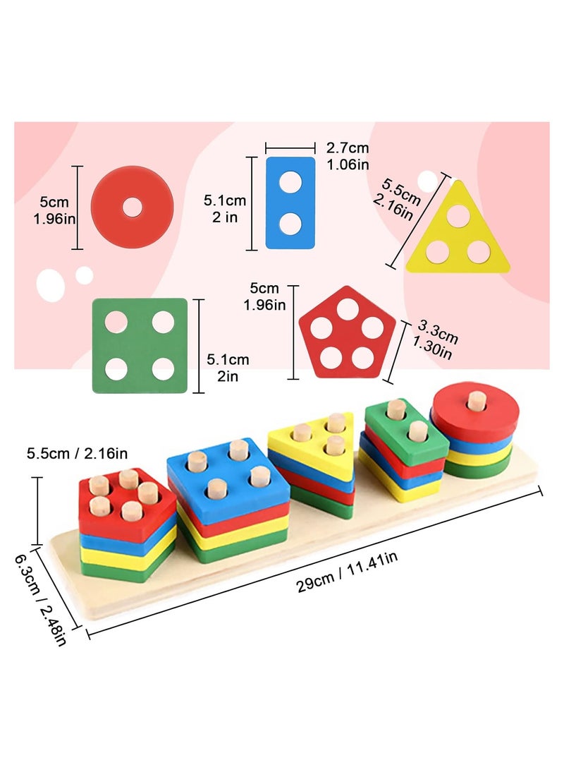 لعبة بازل الاشكال الخشبية التعليمية للاطفال - لتنمية المهارات الحركية و تعلم الالوان و الاشكال بطريقة منتسوري من عمر 18 شهر و ما فوق - Image 3
