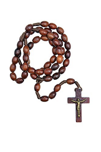 Intercession First Wood Rosary Made in Brazil Walnut 68mm Beads - Image 1