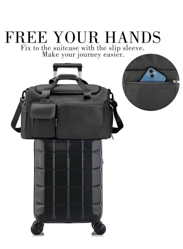 general Large capacity, foldable, lightweight and waterproof sports bag, suitable for travel and for carrying light luggage during the night or weekend for men and women (black color). - Image 5