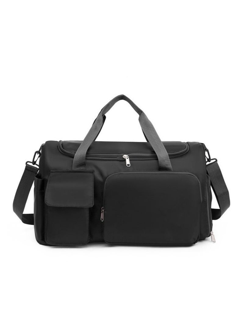 general Large capacity, foldable, lightweight and waterproof sports bag, suitable for travel and for carrying light luggage during the night or weekend for men and women (black color). - Image 1