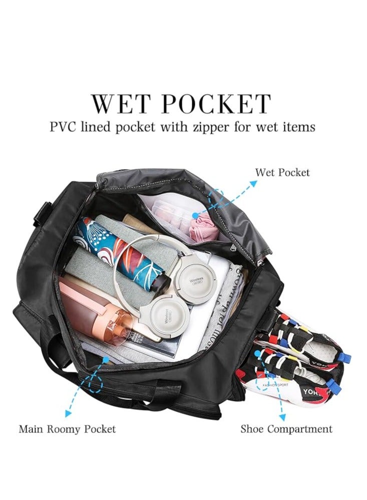 general Large capacity, foldable, lightweight and waterproof sports bag, suitable for travel and for carrying light luggage during the night or weekend for men and women (black color). - Image 2