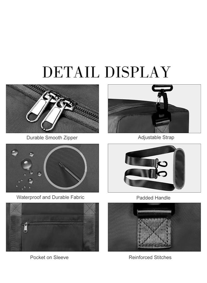 general Large capacity, foldable, lightweight and waterproof sports bag, suitable for travel and for carrying light luggage during the night or weekend for men and women (black color). - Image 3