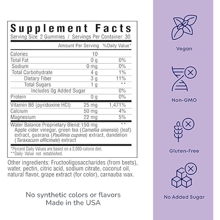 her own Debloat Gummy, Bloating and Gas Relief, Helps Reduce Water Retention, Supports Energy, with Apple Cider Vinegar and Dandelion, Gluten and Soy Free, Vegan, 60 Gummies, 60 Servings - Image 3
