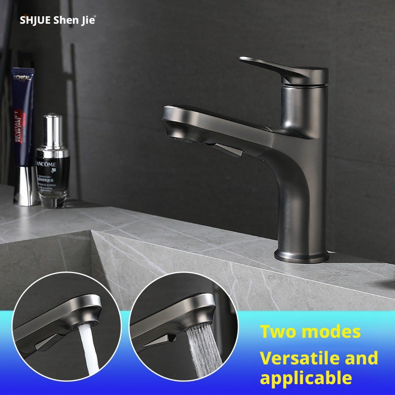 حنفية حوض غسيل من Shenjie P-3735، ماء بارد وساخن، قابلة للسحب، رمادي مسدس - Image 1