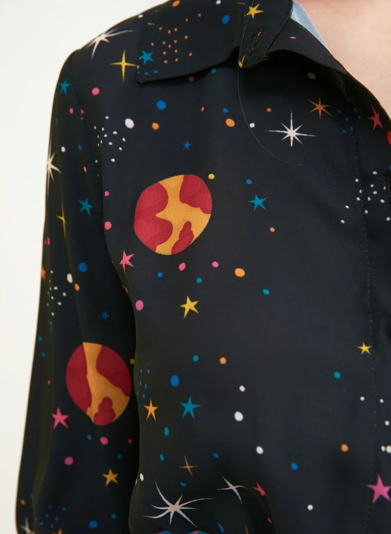 trendyol Button Down Printed Shirt Dress