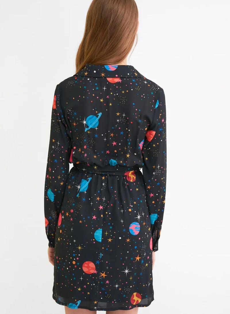 trendyol Button Down Printed Shirt Dress