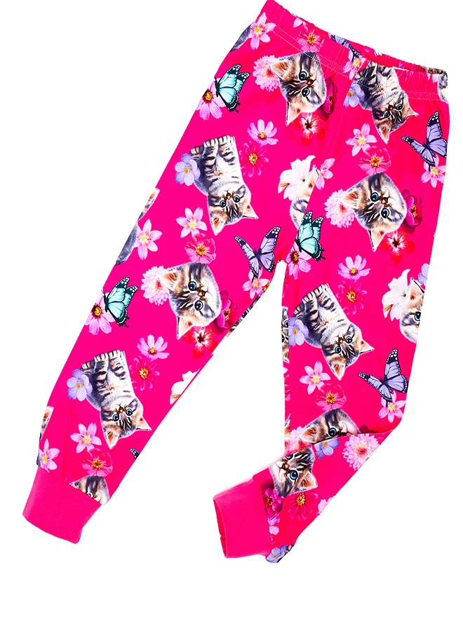 babyqlo Kitten and Butterflies Glow-in-the-Dark Cotton Pajama Set for Girls
