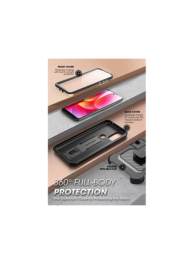 SupCase Unicorn Beetle Pro Series Case for Moto G Power 2022, Full-Body Rugged Belt Clip & Kickstand Case with Built-in Screen Protector (Black) - Image 4
