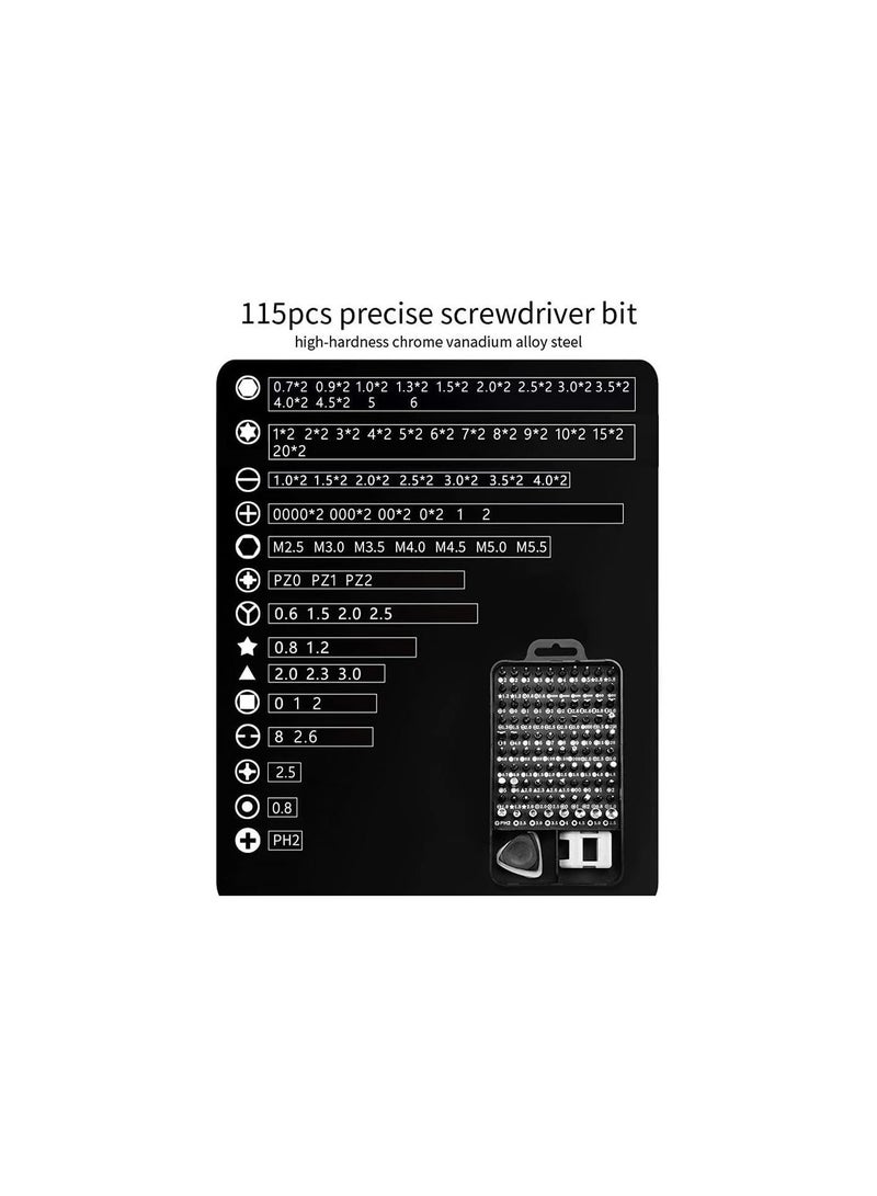 GGOOT 115 in 1 Precision Screwdrivers Set,Mini Screwdriver Set with Magnetic Screw Driver Bits Mobile Phone Tablet PC Watch Repair Hardware Tools Kit  - Image 2
