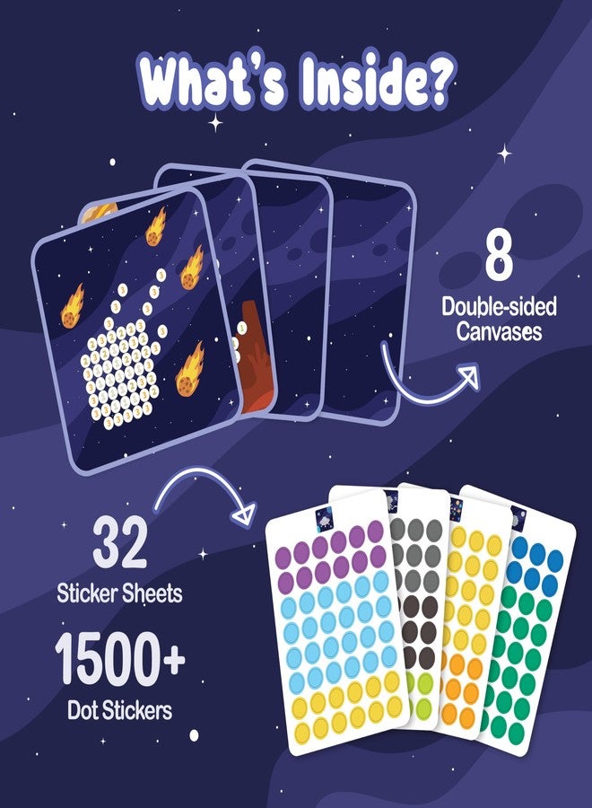 BINCA Dotties Dot Art Activity Kit - Space, 1500+ Stickers, Mess-Free Activities, DIY Dot Sticker Art for Toddlers, Kids Travel Activities, Craft Kits & Gifts for Boys & Girls Ages 4,5,6,7 - Image 2