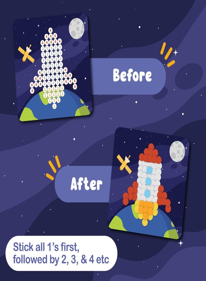 BINCA Dotties Dot Art Activity Kit - Space, 1500+ Stickers, Mess-Free Activities, DIY Dot Sticker Art for Toddlers, Kids Travel Activities, Craft Kits & Gifts for Boys & Girls Ages 4,5,6,7 - Image 4