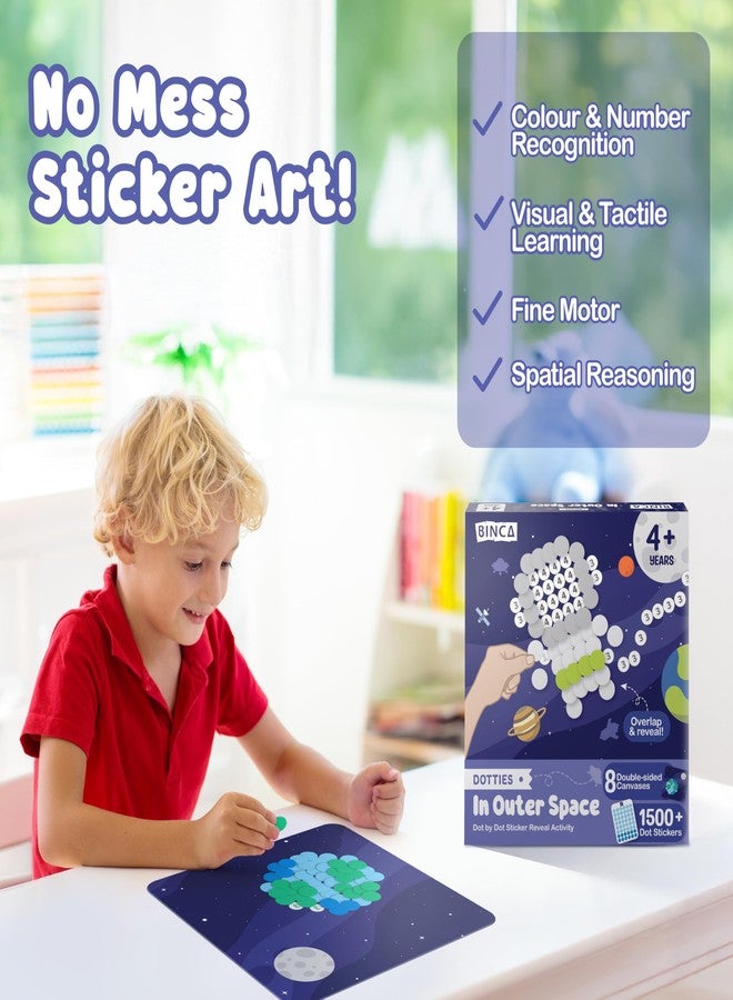 BINCA Dotties Dot Art Activity Kit - Space, 1500+ Stickers, Mess-Free Activities, DIY Dot Sticker Art for Toddlers, Kids Travel Activities, Craft Kits & Gifts for Boys & Girls Ages 4,5,6,7 - Image 5