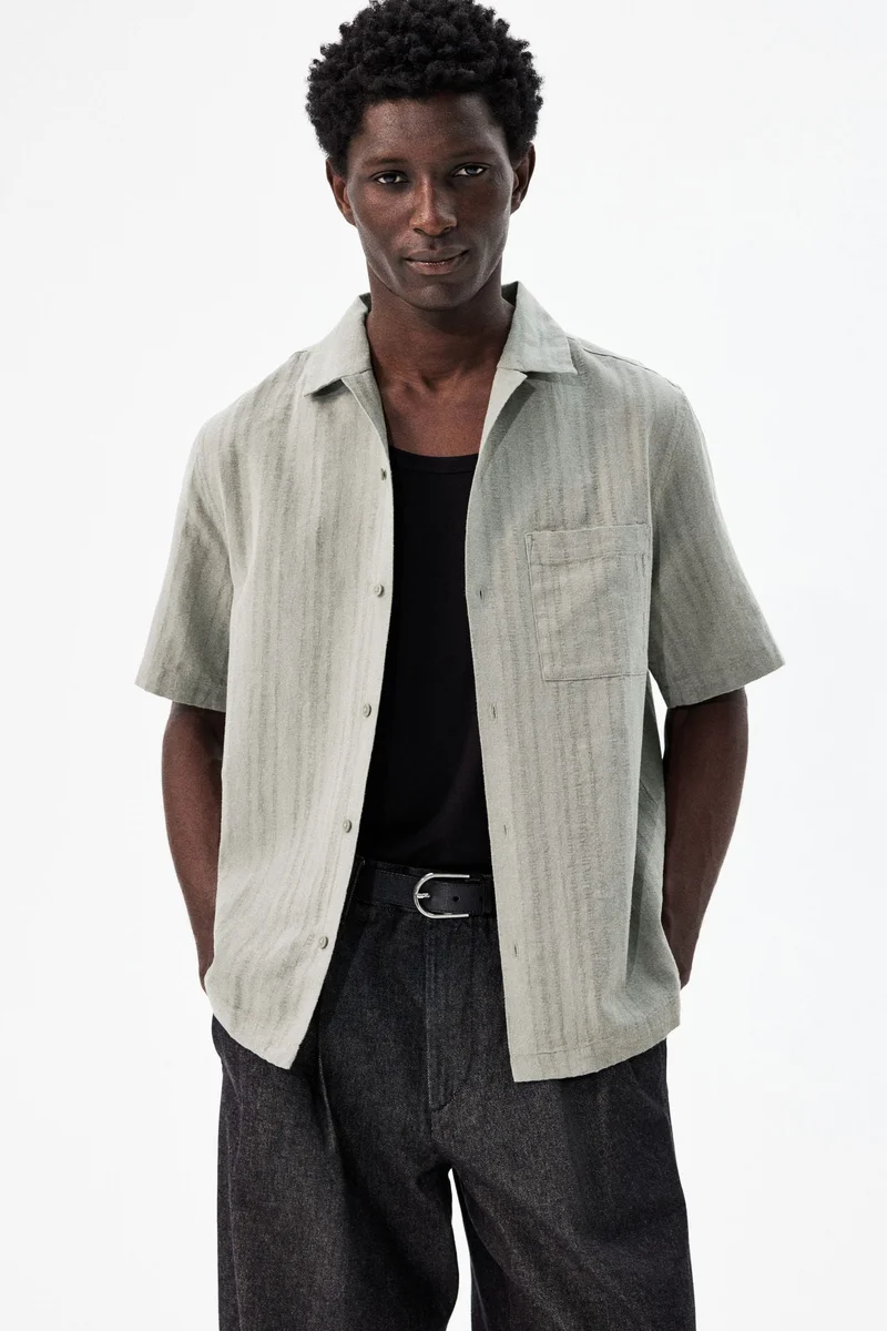 H&M Regular Fit Linen-blend resort shirt