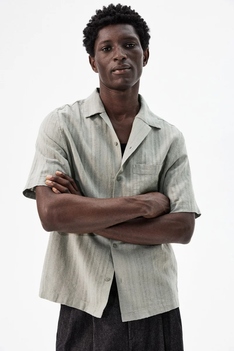H&M Regular Fit Linen-blend resort shirt