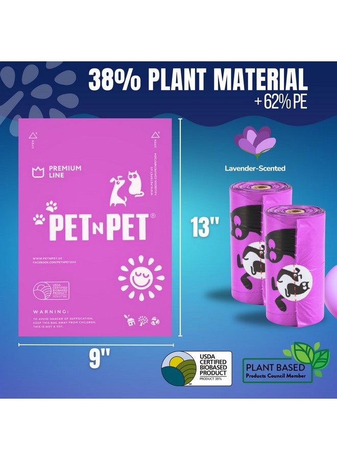 بت آن بت أكياس فضلات الكلاب من Pet N Pet، 288 كيسًا برائحة اللافندر مع موزع مقود، معتمدة من وزارة الزراعة الأمريكية، 38% نباتي و62% بولي إيثيلين، كيس فضلات الكلاب. - Image 2