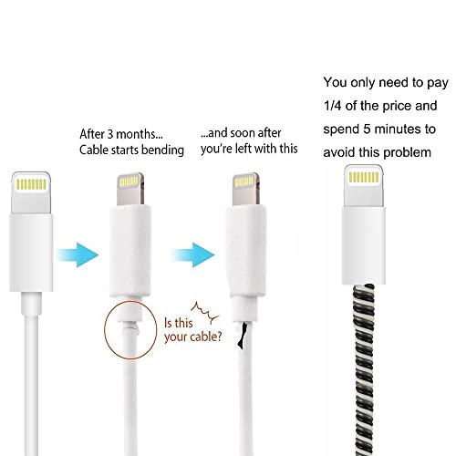 VEROX (2 Pcs) Wire Protector Spiral Triple Color 1.5 Meters Full Size Charger Cable Protector Winder Compatible with iPhone & Android Charging Cables (Black) - Image 5