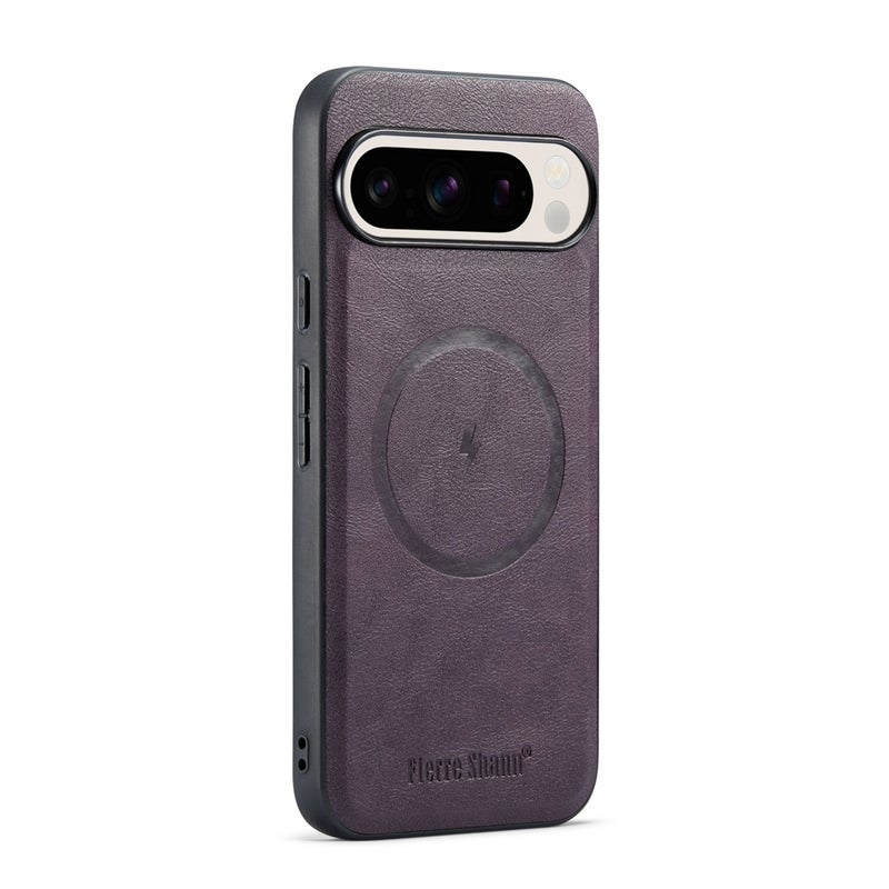 HuHa Protective Cover For Google Pixel 9 / 9 Pro Fierre Shann Cowhide Texture MagSafe Magnetic Phone Case(Purple) - Image 1