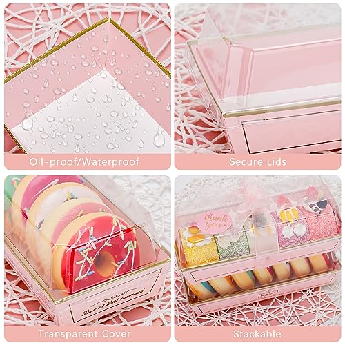 ylnurac 100Sets Mother's Day Treat Boxes Chocolate Covered Strawberries Boxes with Clear Lids, To Go Food Containers for Strawberries,Sandwich,Cake Slice - Image 5
