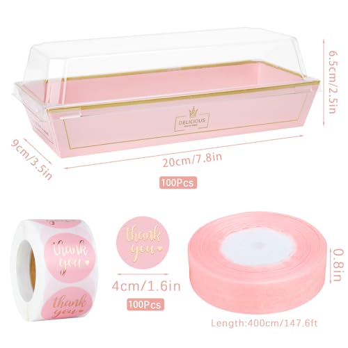 ylnurac 100Sets Mother's Day Treat Boxes Chocolate Covered Strawberries Boxes with Clear Lids, To Go Food Containers for Strawberries,Sandwich,Cake Slice - Image 3