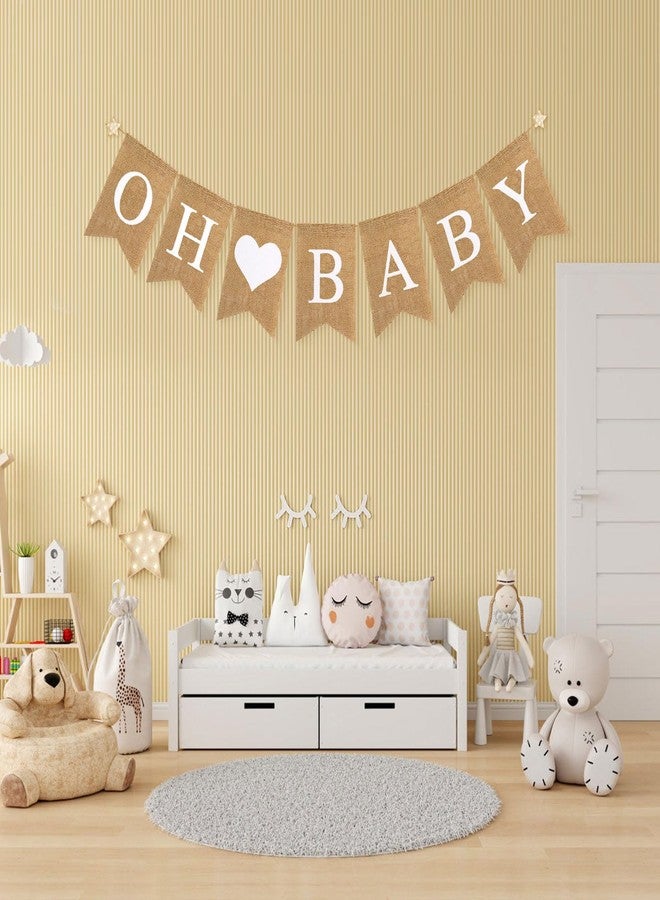 LIGHOON Baby Burlap Banner, Pre-strung Banner for Baby Shower Decorations, oh Baby Sign for Backdrop, Neutral Gender Reveal Party, Boy and Girl - Image 3