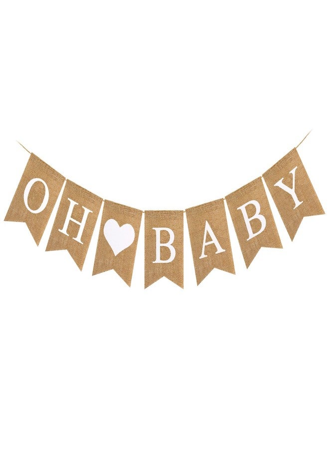 LIGHOON Baby Burlap Banner, Pre-strung Banner for Baby Shower Decorations, oh Baby Sign for Backdrop, Neutral Gender Reveal Party, Boy and Girl - Image 1