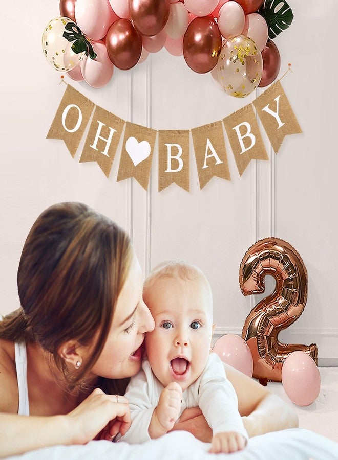 LIGHOON Baby Burlap Banner, Pre-strung Banner for Baby Shower Decorations, oh Baby Sign for Backdrop, Neutral Gender Reveal Party, Boy and Girl - Image 4