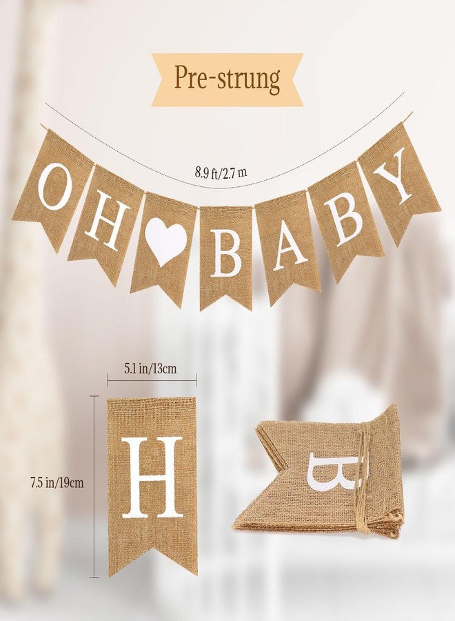 LIGHOON Baby Burlap Banner, Pre-strung Banner for Baby Shower Decorations, oh Baby Sign for Backdrop, Neutral Gender Reveal Party, Boy and Girl - Image 2