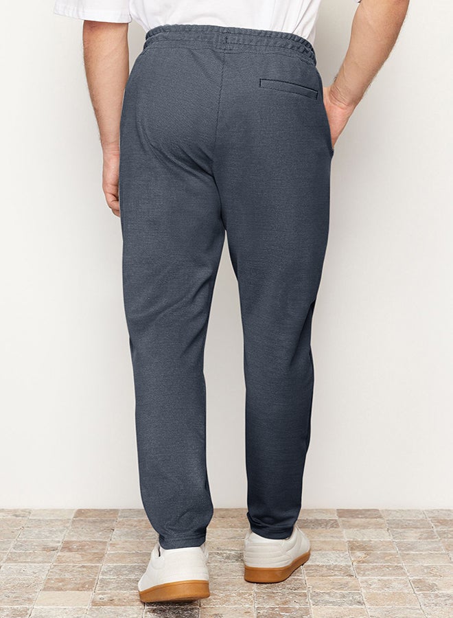 trendyol Navy Blue Jogger Fit Lace Waist Textured Knitted Comfortable Trousers TMNSS24PL00007 - Image 5