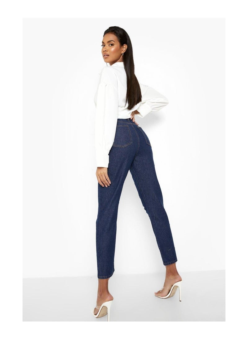 boohoo - High Waist Distressed Mom Jeans - Image 1