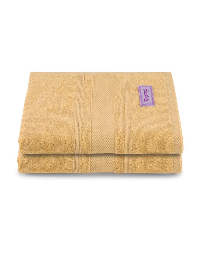 BYFT Home Castle (Cream) Premium Cotton Bath Towel (70 X 140 Cm-Set Of 2) Highly Absorbent, High Quality Bath Linen With Diamond Dobby 550 Gsm - Image 2