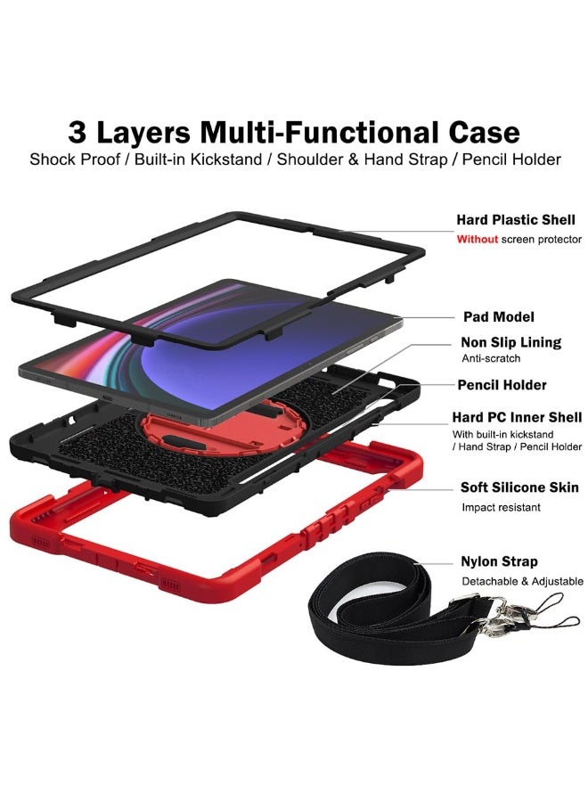 Compatible with Samsung Galaxy Tab S10  FE PLUS 2025 Cover, Light Weight Rugged Case with Hand Strap Kickstand and Shoulder Straps - Image 3