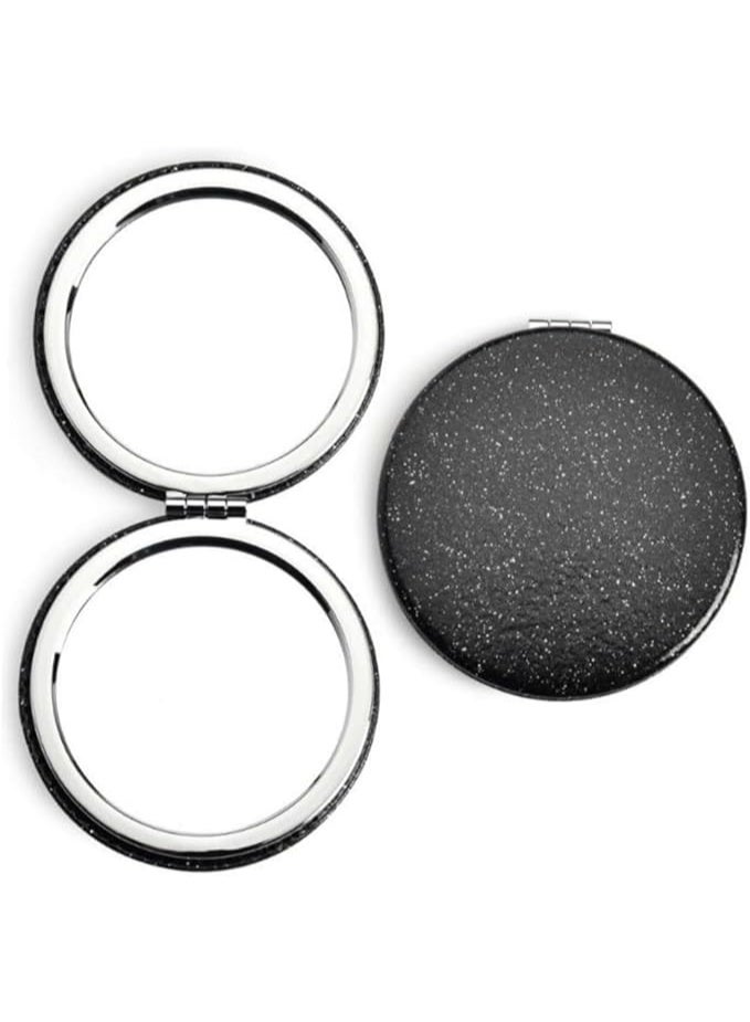 Pocket Compact Mirror for Men and Women, Small Purse Mirror With Glitter, Portable Travel Makeup Mini 2-Sided 1x/2x Magnifying Folding Handheld Mirror for Gift - Image 1