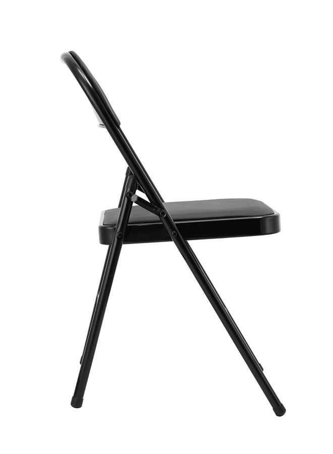 لوازم كرسي قابل للطي مبطّن - أسود، 45×46×80 سم - كرسي قابل للطي مزوّد بمقعد مبطّن من الجلد الصناعي، وهيكل حديدي مزدوج الدعامة، ومفصلات مزدوجة، وأغطية مانعة للانزلاق، مثالي للاستخدام في المنزل أو المكتب أو الاجتماعات أو المناسبات - Image 4