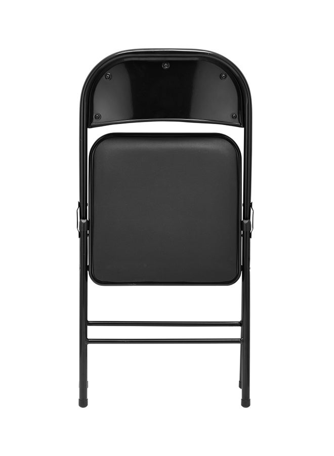 لوازم كرسي قابل للطي مبطّن - أسود، 45×46×80 سم - كرسي قابل للطي مزوّد بمقعد مبطّن من الجلد الصناعي، وهيكل حديدي مزدوج الدعامة، ومفصلات مزدوجة، وأغطية مانعة للانزلاق، مثالي للاستخدام في المنزل أو المكتب أو الاجتماعات أو المناسبات - Image 5
