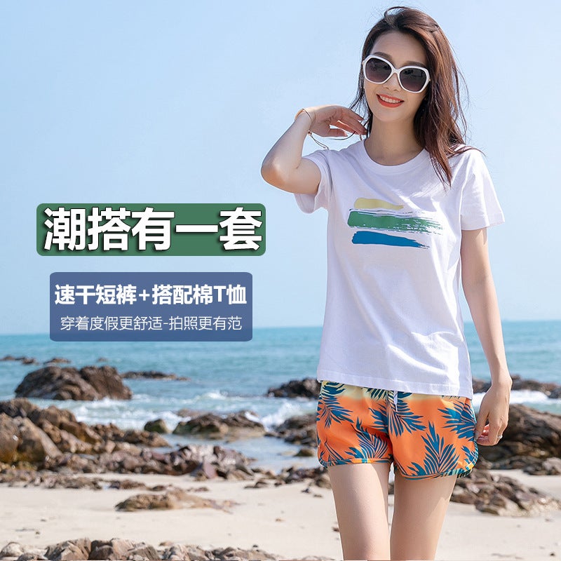 Beach Pants For Men, Spring Swimming Trunks, Water Park Beach Couple Vacation Suits, Loose Shorts For Women - Image 1