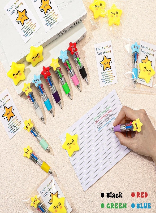 TaoBary 30 Sets Star Motivational Support 4-in-1 Multicolor Ballpoint Pen Squeeze Mini Stress Balls Gift Bulk Inspirational Card for Party Favor Teacher Office Desk Rewards - Image 4