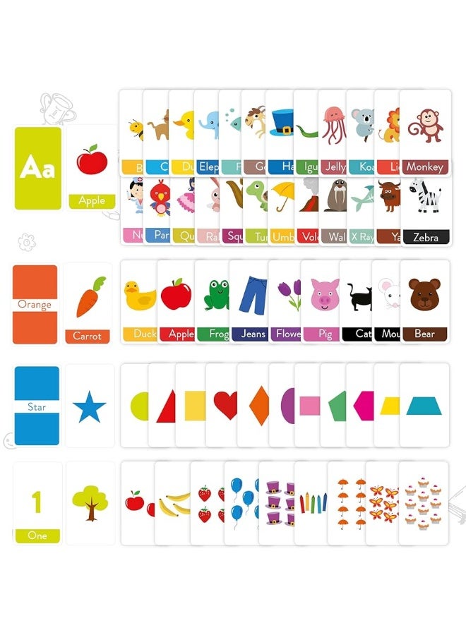 merka Toddler Flash Cards Alphabet, Double-Sided Flash Cards for Toddlers 1-4 Years, Set of 64 Letters, Colors, Shapes and Numbers, Learning Toy Educational Preschool Toddler Flashcards - Image 2