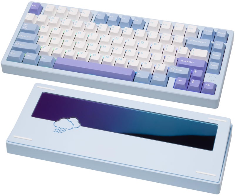 KEEBMONKEY WOBKEY Rainy 75 CNC Aluminum HMX/JWK/Cocoa Switches Triple-Mode Connectivity Mechanical Keyboard with Superior Acoustics, RGB/PP/Gradient Glass/3500mAh/Violet Switch (Standard - Blue) - Image 1