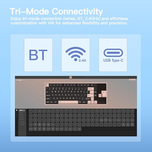 KEEBMONKEY WOBKEY Rainy 75 CNC Aluminum HMX/JWK/Cocoa Switches Triple-Mode Connectivity Mechanical Keyboard with Superior Acoustics, RGB/PP/Gradient Glass/3500mAh/Violet Switch (Standard - Blue) - Image 5