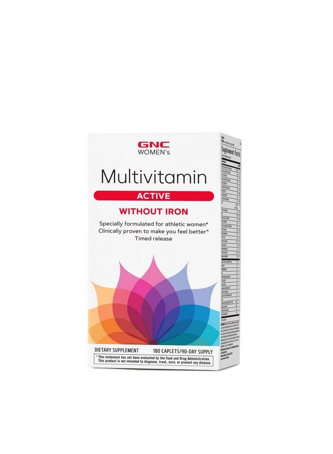 GNC GNC Women's Multivitamin Active Without Iron |Supports an Active Lifestyle | 30+ Nutrient Formula | Promotes Bone & Joint Health, Helps Energy Production | 180 Caplets - Image 1