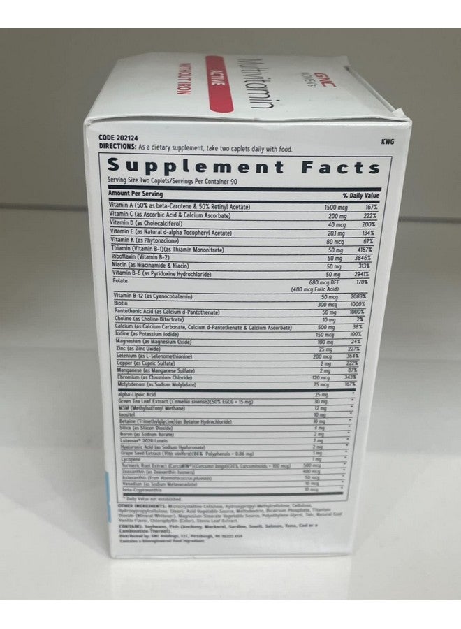 GNC GNC Women's Multivitamin Active Without Iron |Supports an Active Lifestyle | 30+ Nutrient Formula | Promotes Bone & Joint Health, Helps Energy Production | 180 Caplets - Image 4