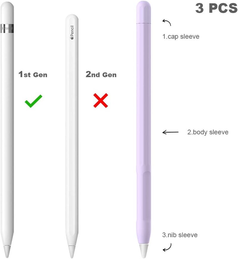 غطاء لقبضة قلم Apple كإكسسوارات حامل لقلم Apple من الجيل الأول مع غطاء واقي للطرف لقلم iPad (بنفسجي) - Image 2