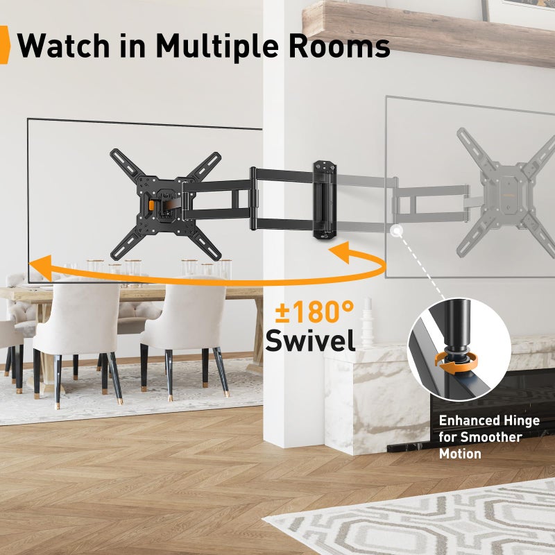 Perlegear Long Arm TV Wall Mount for 32-65â€³ TVs, 37.4â€ Long Extension Corner TV Mount, Max VESA 400x400mm, Articulating Arms Full Motion Wall Mount Bracket with Swivel and Tilt, Holds up to 110 lbs - Image 4