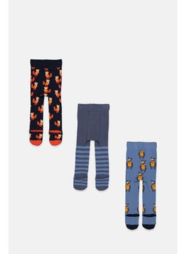 Tchibo Toddlers Boy 3 Pack Thermal Tights, Blue and Navy  - Image 2