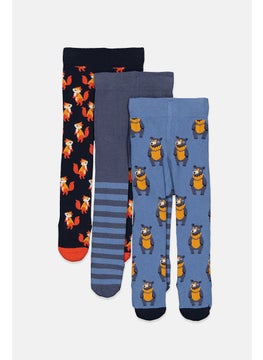 Tchibo Toddlers Boy 3 Pack Thermal Tights, Blue and Navy  - Image 1