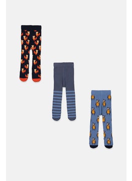 Tchibo Toddlers Boy 3 Pack Thermal Tights, Blue and Navy  - Image 3