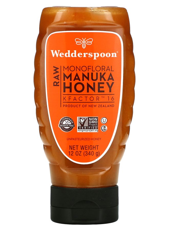 Wedderspoon Raw Monofloral Manuka Honey KFactor 16 12 oz (340 g)