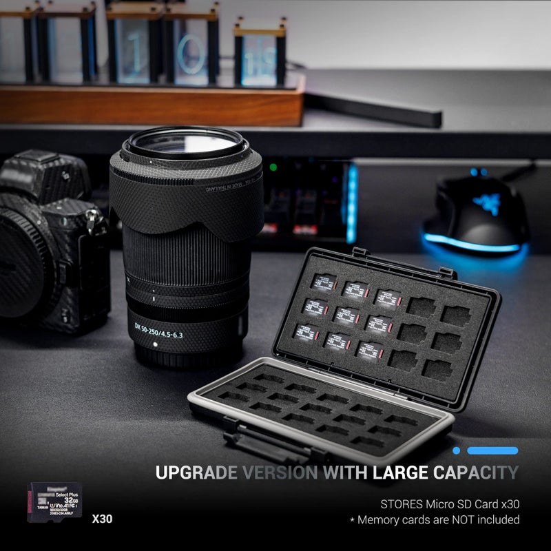 JJC 30 Slots Micro SD Card Case with Index Label, Water Resistant & Shockproof Micro SD Card Holder, Compact MicroSDHC/MicroSDXC/Micro SD Card Organizer Storage - Image 2