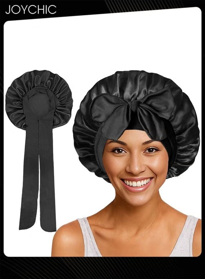 Joychic Satin Hair Cap for Women,Double Sided Silk Hooded for Sleeping Curls Sleeping Cap Hair Protect for The Night Elastic Soft Satin Bonnet Adjustable Bonnet Sleeping Cap for Girls  - Image 1